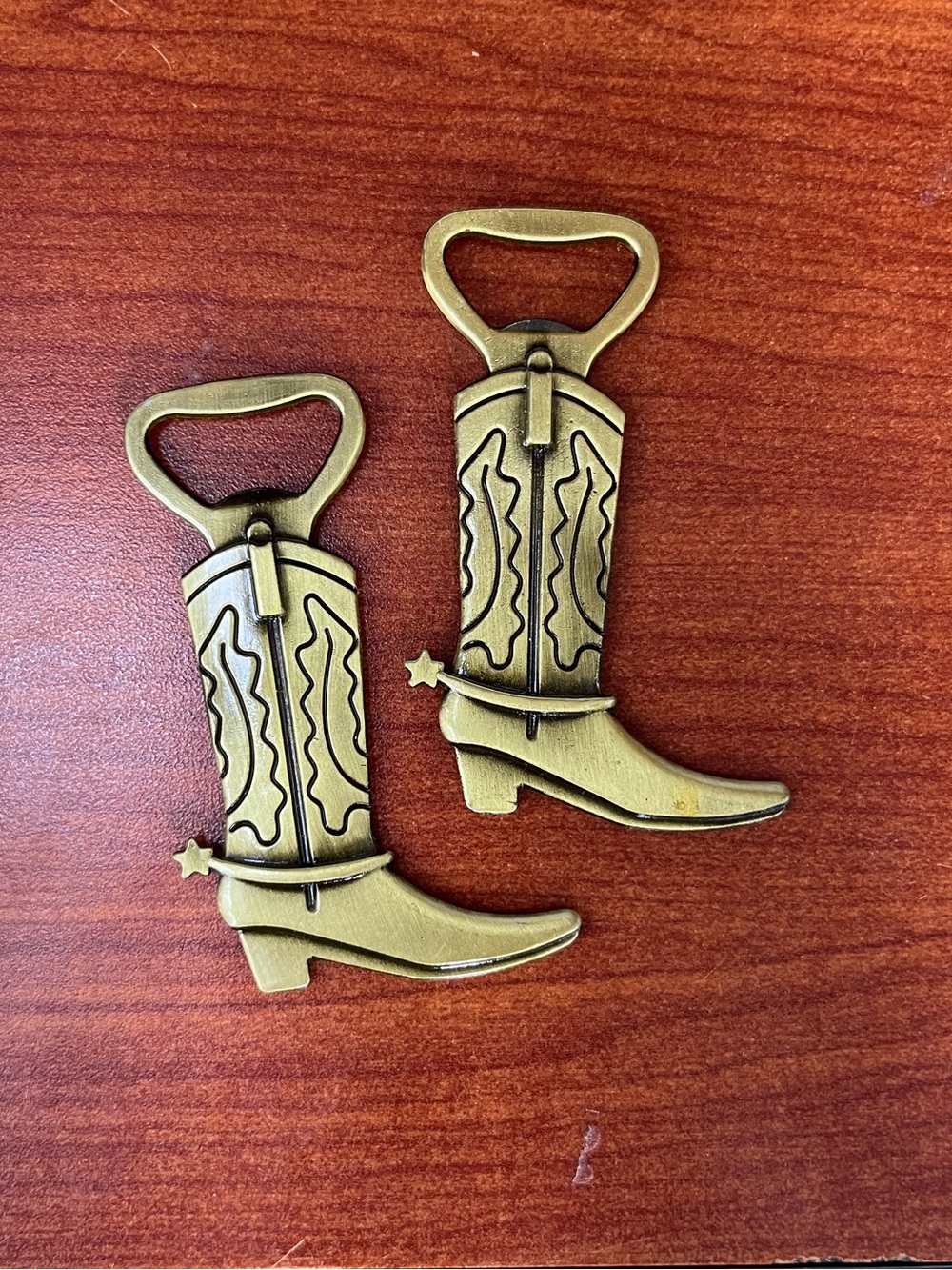 Cowboy Boot Bottle Openers - Brass Tone (Set of 2)